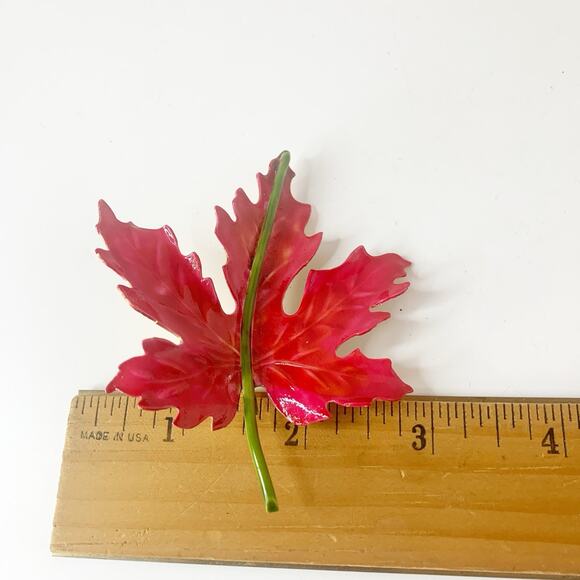 Vintage Original By Robert Red Maple Leaf Pin Brooch Enamel 3 Inch - Picture 5 of 5
